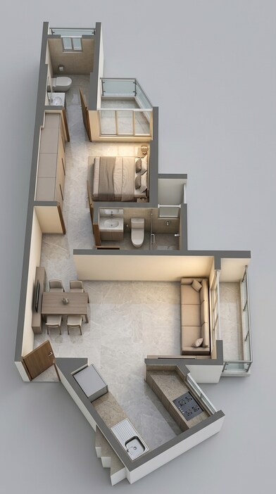 Floor plan of 1 BHK 385 Sq. Ft. Apartment in Adityaraj Park, Mumbai