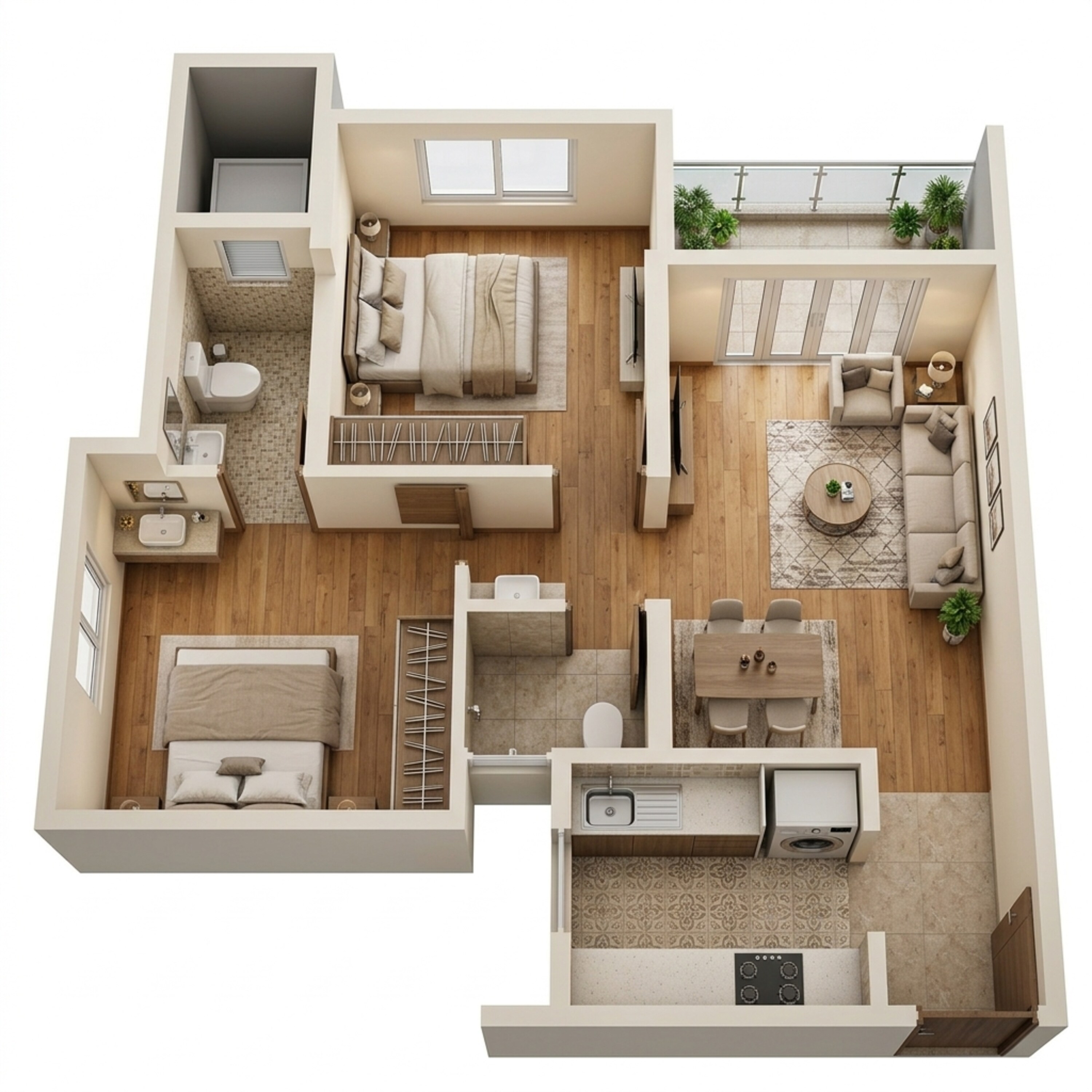 Floor plan of 2 BHK 561 Sq. Ft. Apartment in Adityaraj Park, Mumbai