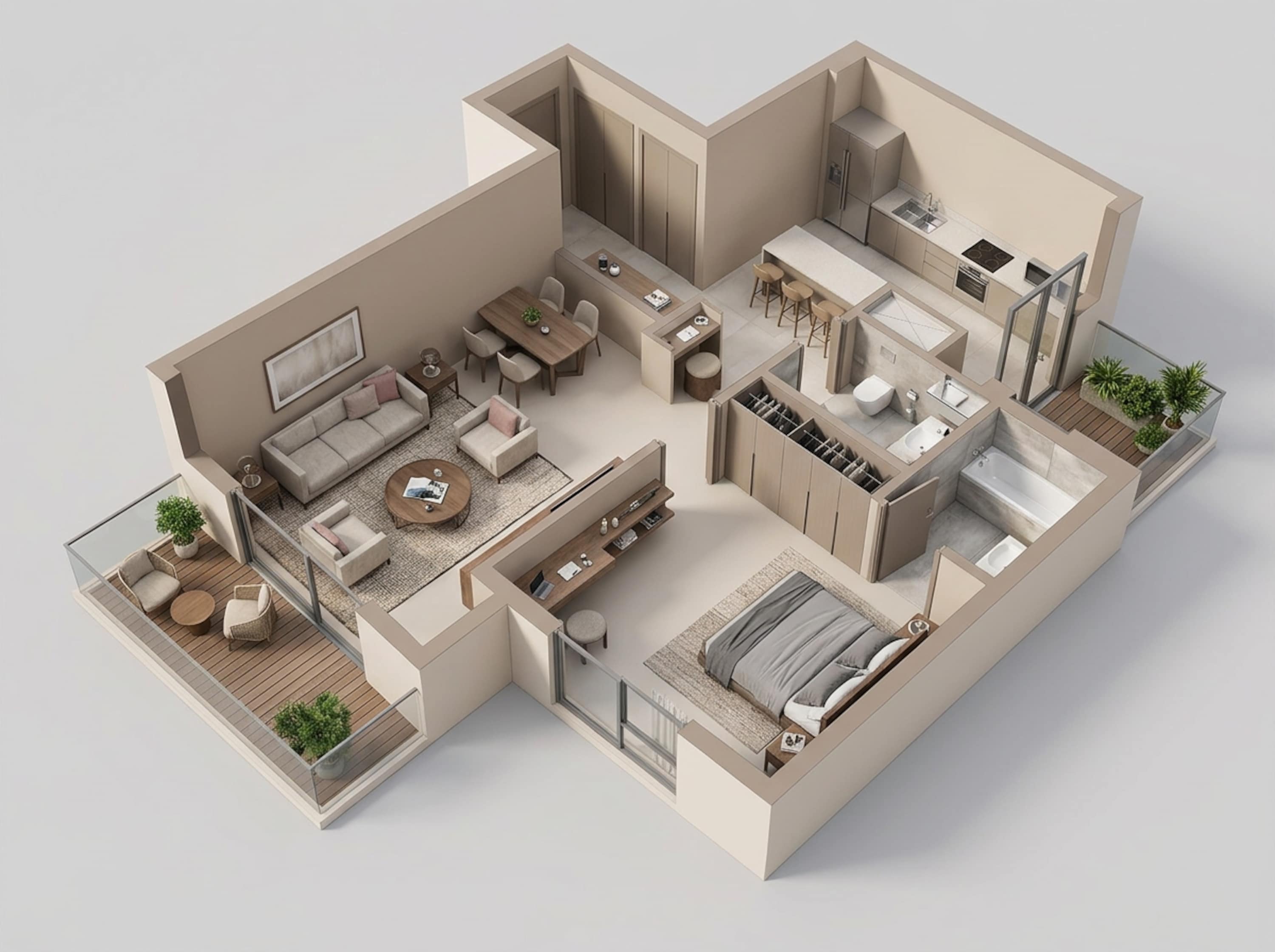 Floor plan of 1 BHK 1172 Sq. Ft. Apartment in Krisumi Waterfall Suites, Gurgaon