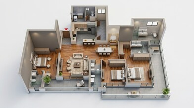 Floor plan of 3 BHK 2920 Sq. Ft. Apartment in Landmark Skyvue, Gurgaon