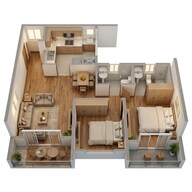 Floor plan of 2 BHK 808 Sq. Ft. Apartment in Arihant Skysuites, Pune