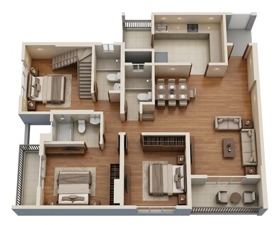 Floor plan of 3 BHK 1030 Sq. Ft. Apartment in Arihant Skysuites, Pune