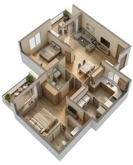 Floor plan of 2 BHK 874 Sq. Ft. Apartment in Shapoorji Pallonji Vanaha Verdant, Pune
