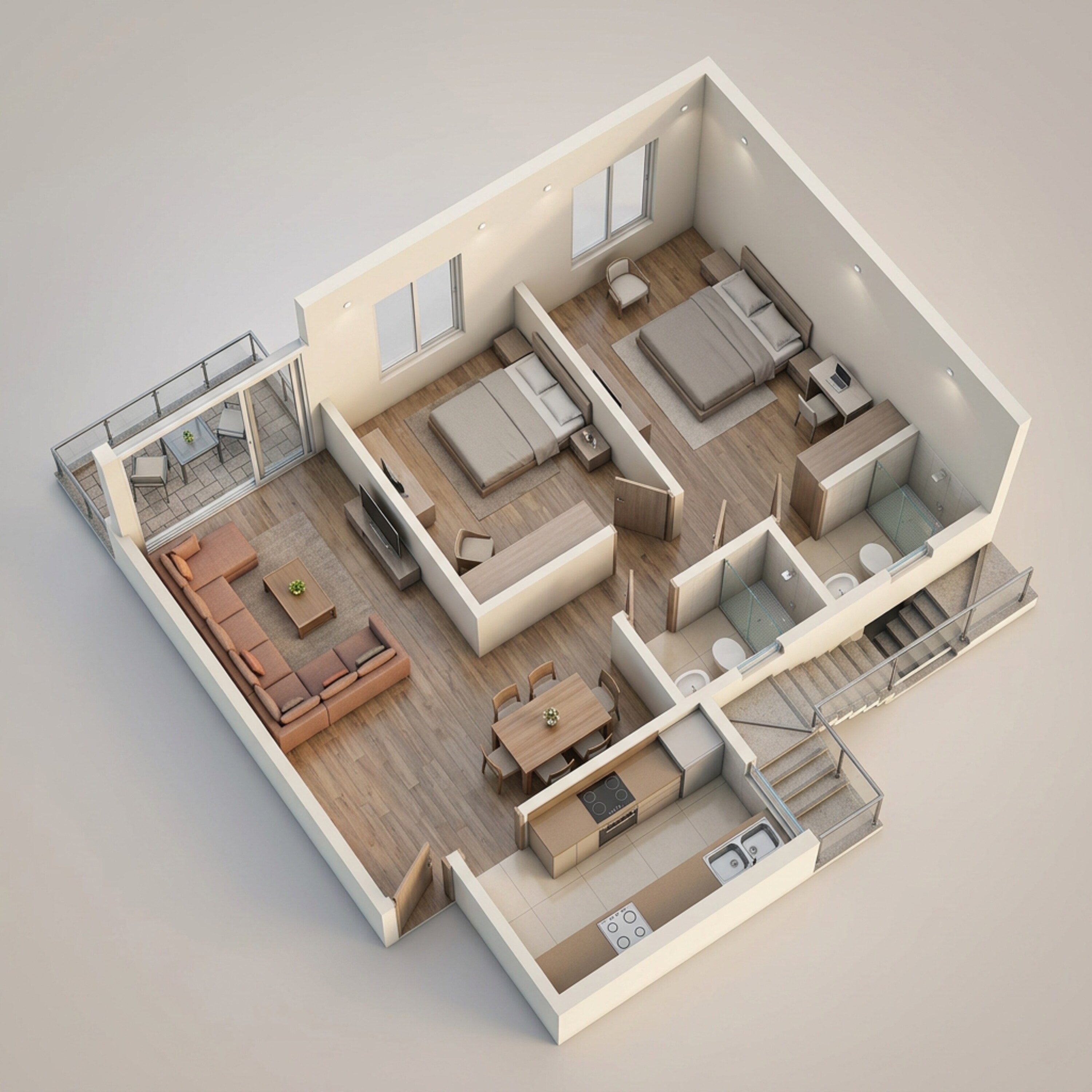 Floor plan of 2 BHK 741 Sq. Ft. Apartment in DGS Sheetal Sky, Mumbai