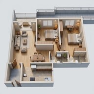 Floor plan of 2 BHK 741 Sq. Ft. Apartment in DGS Sheetal Sky, Mumbai