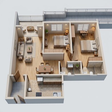Floor plan of 2 BHK 741 Sq. Ft. Apartment in DGS Sheetal Sky, Mumbai