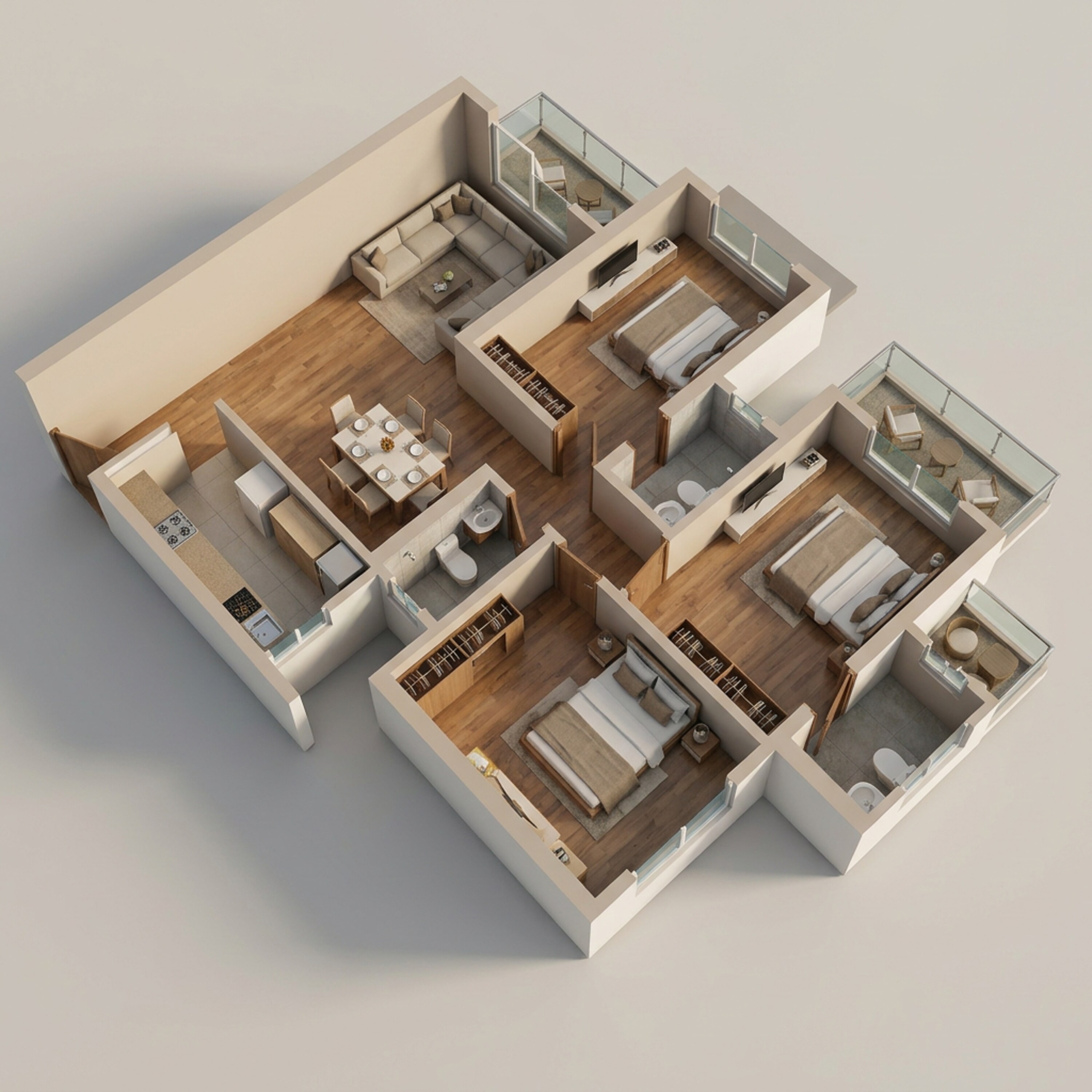 Floor plan of 3 BHK 1199 Sq. Ft. Apartment in DGS Sheetal Sky, Mumbai