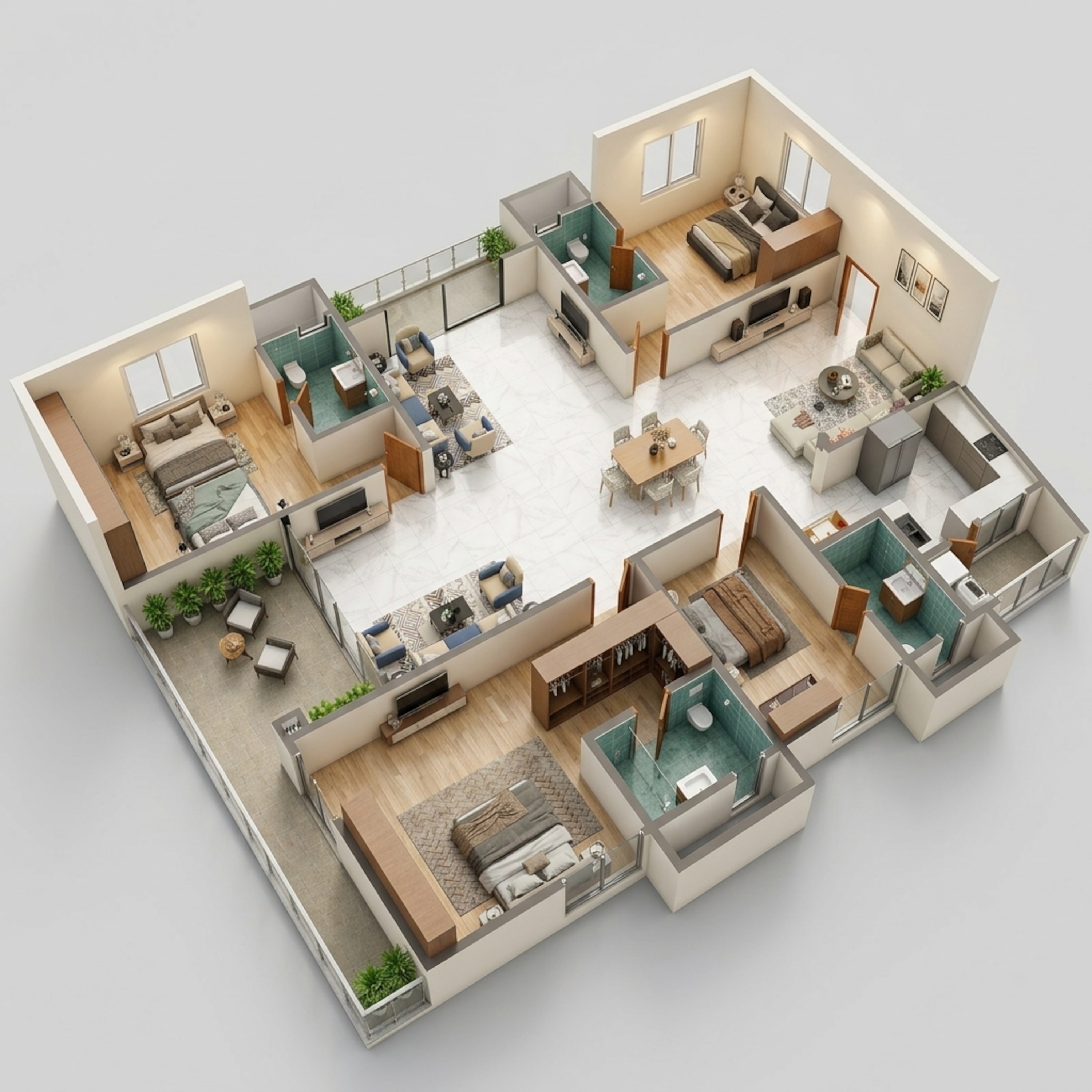 Floor plan of 4 BHK 3370 Sq. Ft. Apartment in Ramky The Eminent, Hyderabad