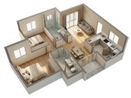 Floor plan of 2 BHK 1352 Sq. Ft. Apartment in Godrej Regal Pavilion, Hyderabad