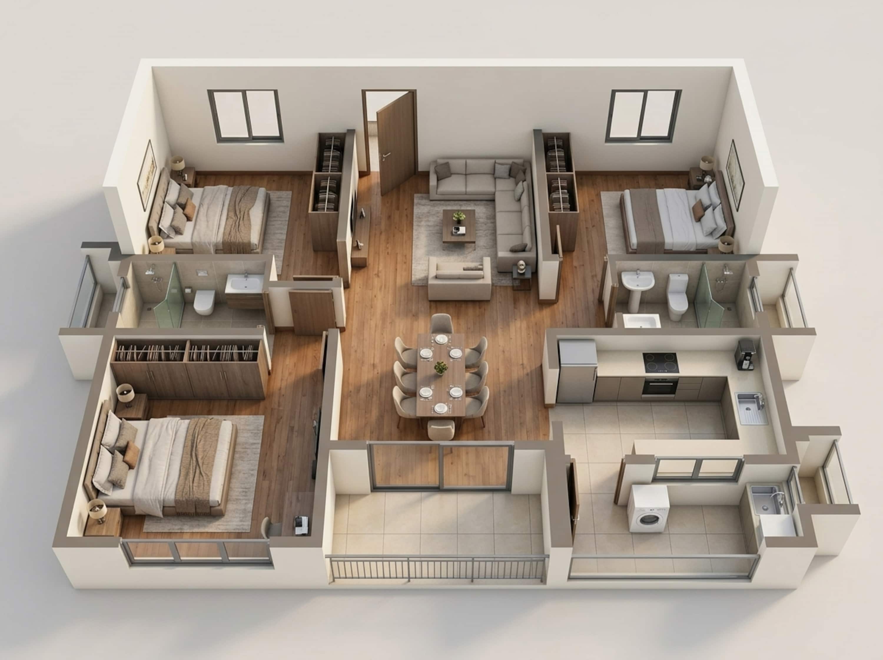 Floor plan of 3 BHK 1680 Sq. Ft. Apartment in Godrej Regal Pavilion, Hyderabad