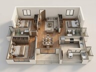Floor plan of 3 BHK 1680 Sq. Ft. Apartment in Godrej Regal Pavilion, Hyderabad