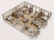 Floor plan of 3 BHK 2017 Sq. Ft. Apartment in Godrej Regal Pavilion, Hyderabad
