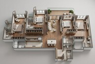 Floor plan of 4 BHK 2208 Sq. Ft. Apartment in Runwal Raaya, Mumbai