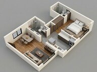Floor plan of 1 BHK 428 Sq. Ft. Apartment in Apollo Konark Vaayu, Mumbai