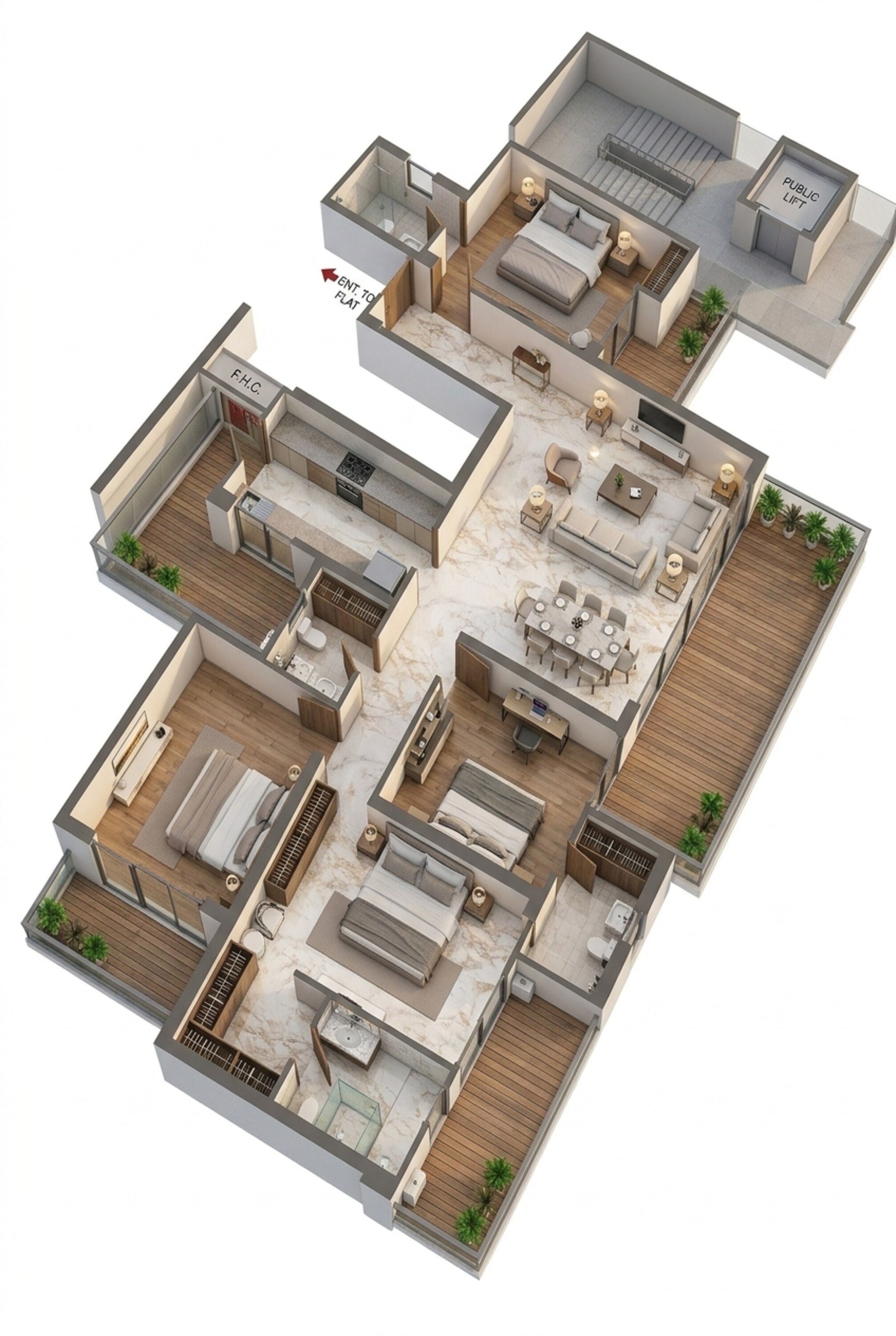 Floor plan of 4 BHK 2925 Sq. Ft. Apartment in Divyansh Green Heights, Greater Noida