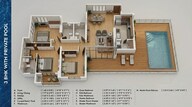 Floor plan of 3 BHK 1062 Sq. Ft. Apartment in Gera Garden In The Sky, Pune