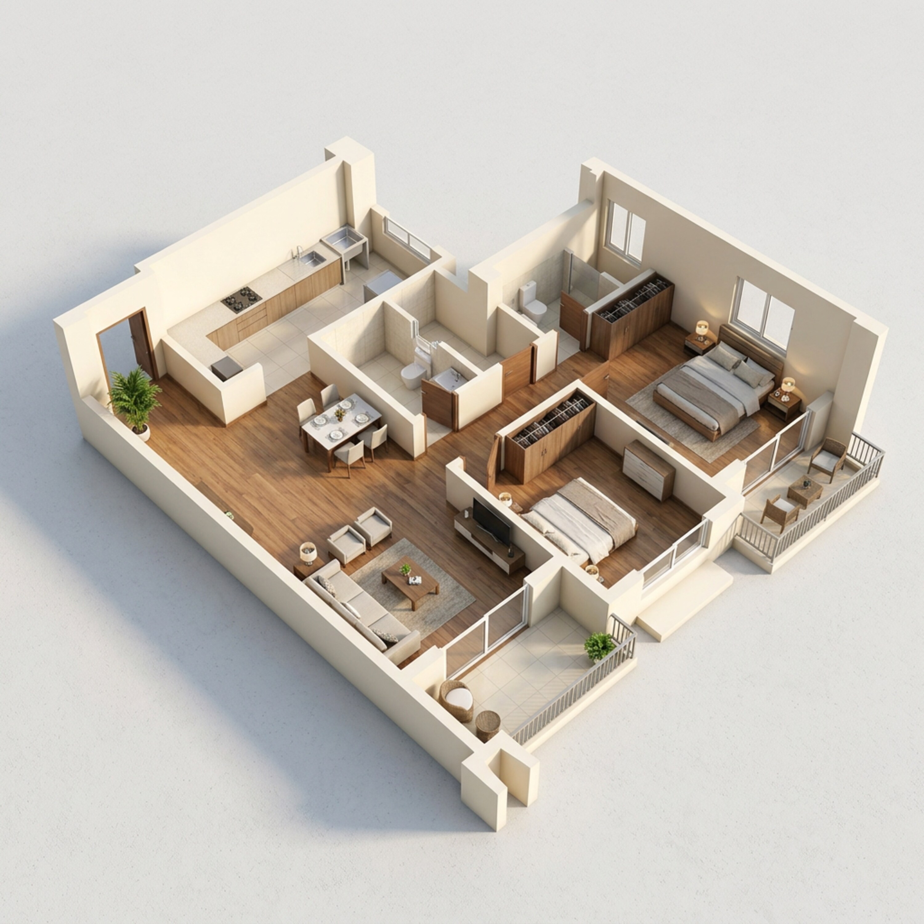 Floor plan of 2 BHK 944 Sq. Ft. Apartment in Godrej The Greenfront, Pune