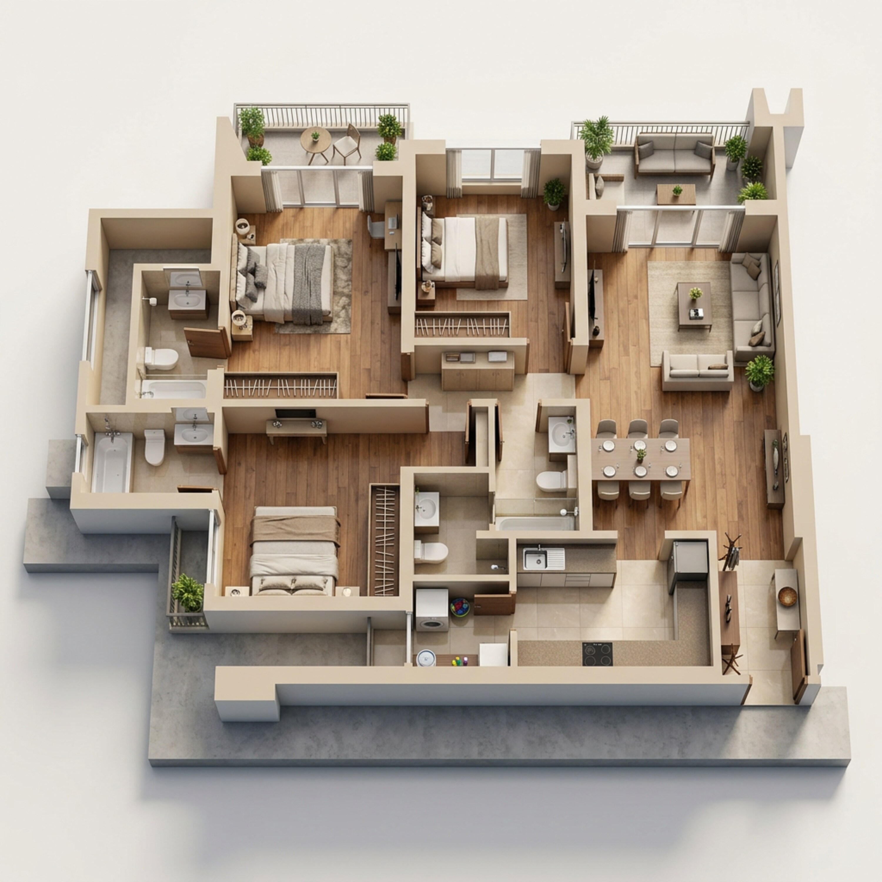 Floor plan of 3 BHK 1201 Sq. Ft. Apartment in Godrej The Greenfront, Pune