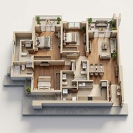 Floor plan of 3 BHK 1201 Sq. Ft. Apartment in Godrej The Greenfront, Pune