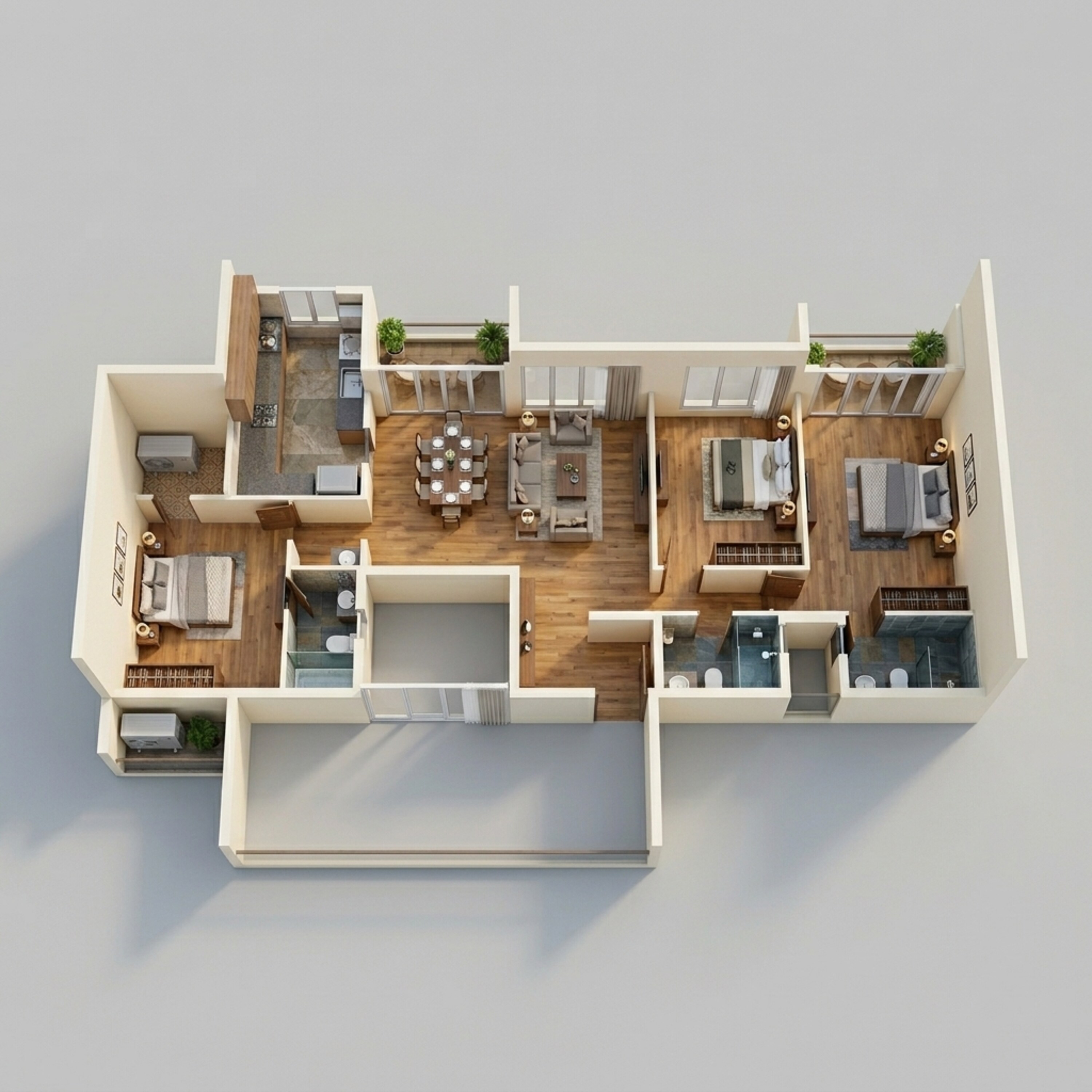 Floor plan of 3 BHK 1852 Sq. Ft. Apartment in Casagrand Promenade, Bangalore