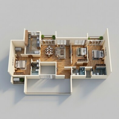 Floor plan of 3 BHK 1852 Sq. Ft. Apartment in Casagrand Promenade, Bangalore