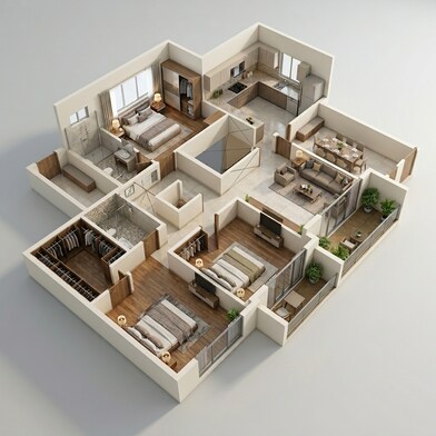 Floor plan of 3 BHK 2145 Sq. Ft. Apartment in Casagrand Promenade, Bangalore