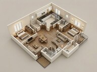 Floor plan of 3 BHK 1681 Sq. Ft. Apartment in Tata Varnam, Bangalore