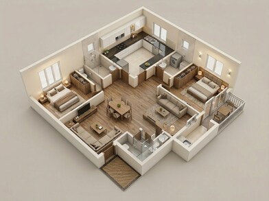 Floor plan of 3 BHK 1681 Sq. Ft. Apartment in Tata Varnam, Bangalore
