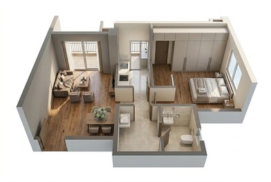 Floor plan of 1 BHK 518 Sq. Ft. Apartment in Birla Evam, Pune