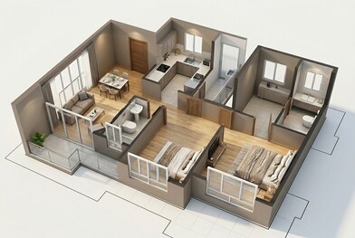 Floor plan of 2 BHK 707 Sq. Ft. Apartment in Birla Evam, Pune