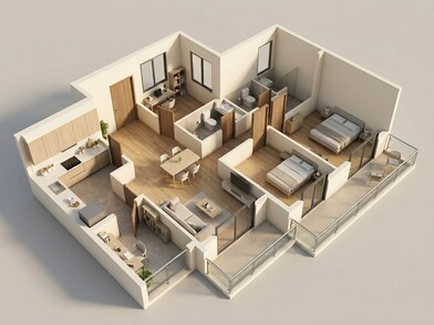 Floor plan of 2 BHK 1380 Sq. Ft. Apartment in Godrej Arden, Greater Noida
