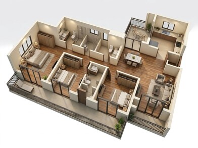 Floor plan of 3 BHK 1880 Sq. Ft. Apartment in Godrej Arden, Greater Noida