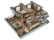 Floor plan of 2 BHK 633 Sq. Ft. Apartment in Delta Aveon City, Navi Mumbai