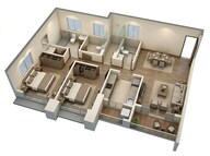 Floor plan of 2 BHK 692 Sq. Ft. Apartment in Delta Aveon City, Navi Mumbai