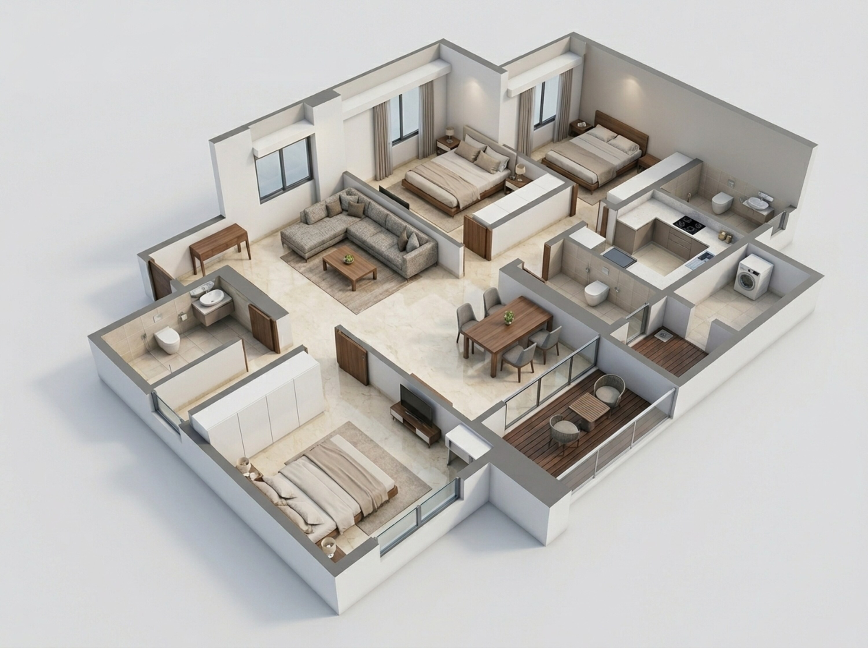 Floor plan of 3 BHK 962 Sq. Ft. Apartment in Delta Aveon City, Navi Mumbai