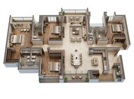 Floor plan of 5 BHK 2417 Sq. Ft. Apartment in Raymond The Invictus By GS, Thane