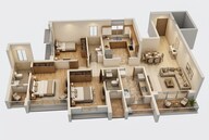 Floor plan of 3 BHK 1000 Sq. Ft. Apartment in Godrej Eternal Palms, Navi Mumbai