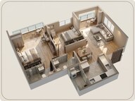 Floor plan of 2 BHK 800 Sq. Ft. Apartment in Kohinoor Regalia Towers, Pune