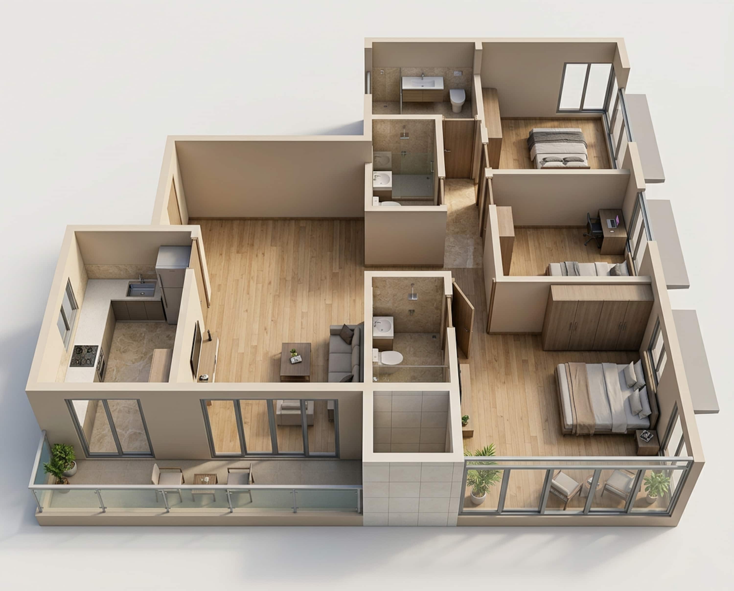 Floor plan of 3 BHK 862 Sq. Ft. Apartment in Nandivardhan Bliss View, Thane