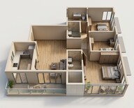 Floor plan of 3 BHK 862 Sq. Ft. Apartment in Nandivardhan Bliss View, Thane