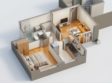 Floor plan of 1 BHK 360 Sq. Ft. Apartment in Puraniks Mirai, Thane