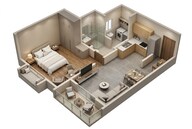 Floor plan of 1 BHK 793 Sq. Ft. Apartment in Bhartiya Garden Estate, Bangalore