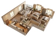 Floor plan of 2 BHK 1176 Sq. Ft. Apartment in Bhartiya Garden Estate, Bangalore