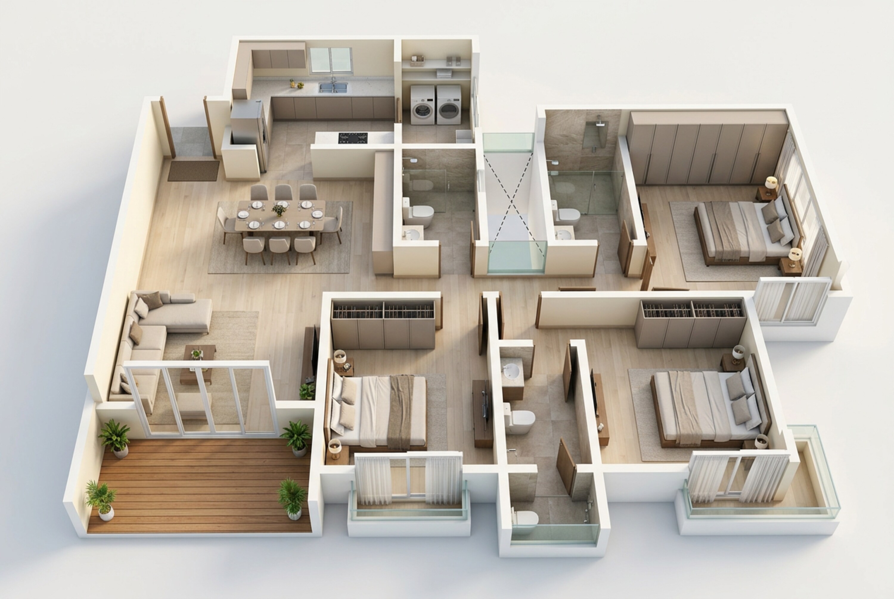 Floor plan of 3 BHK 1743 Sq. Ft. Apartment in Bhartiya Garden Estate, Bangalore
