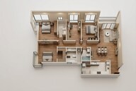 Floor plan of 3 BHK 2045 Sq. Ft. Apartment in Bhartiya Garden Estate, Bangalore