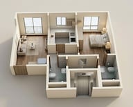Floor plan of 1 BHK 405 Sq. Ft. Apartment in Adityaraj Pavilion, Mumbai