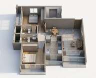 Floor plan of 2 BHK 590 Sq. Ft. Apartment in Adityaraj Pavilion, Mumbai