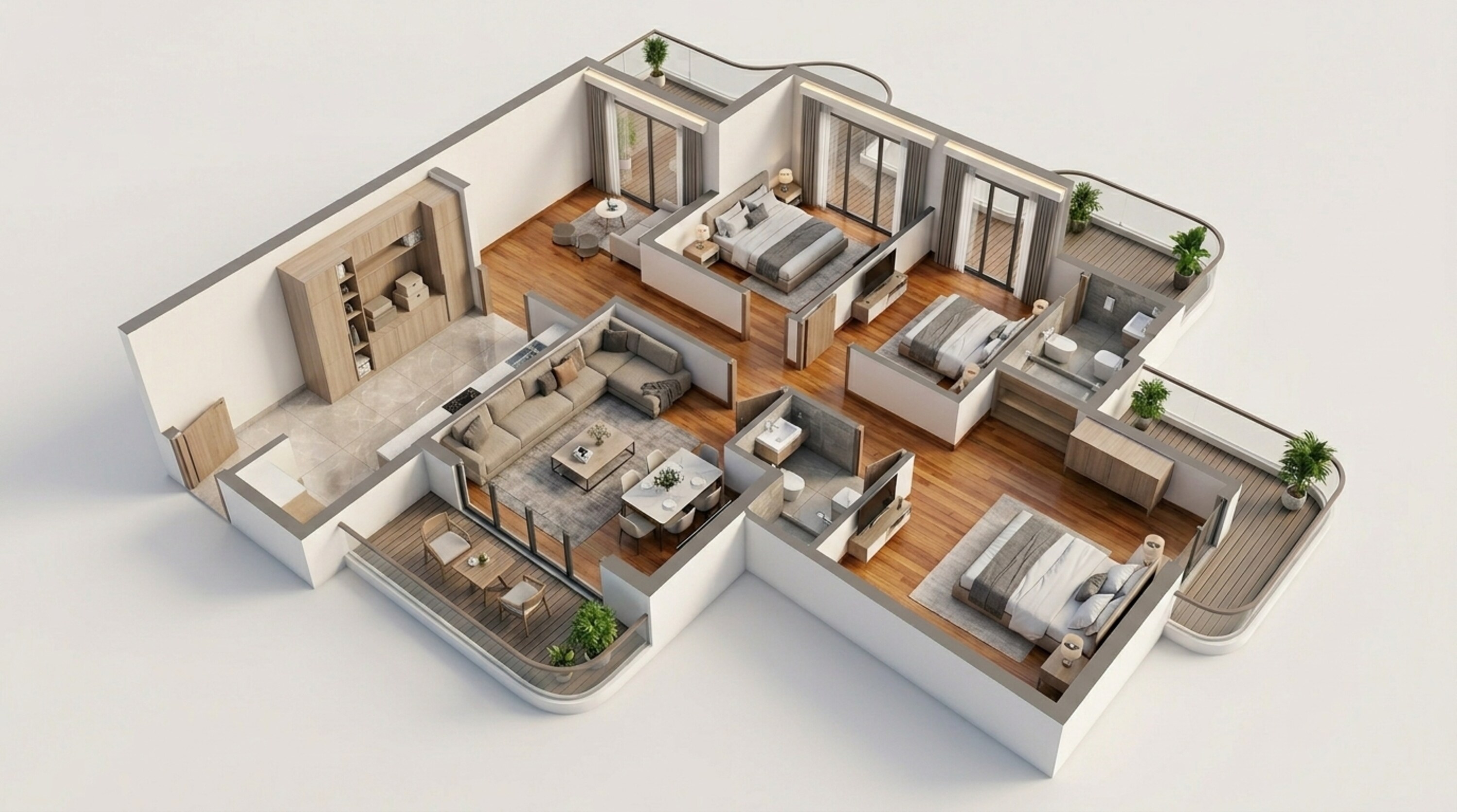 Floor plan of 3 BHK 1850 Sq. Ft. Apartment in Eldeco Whispers of Wonder, Greater Noida