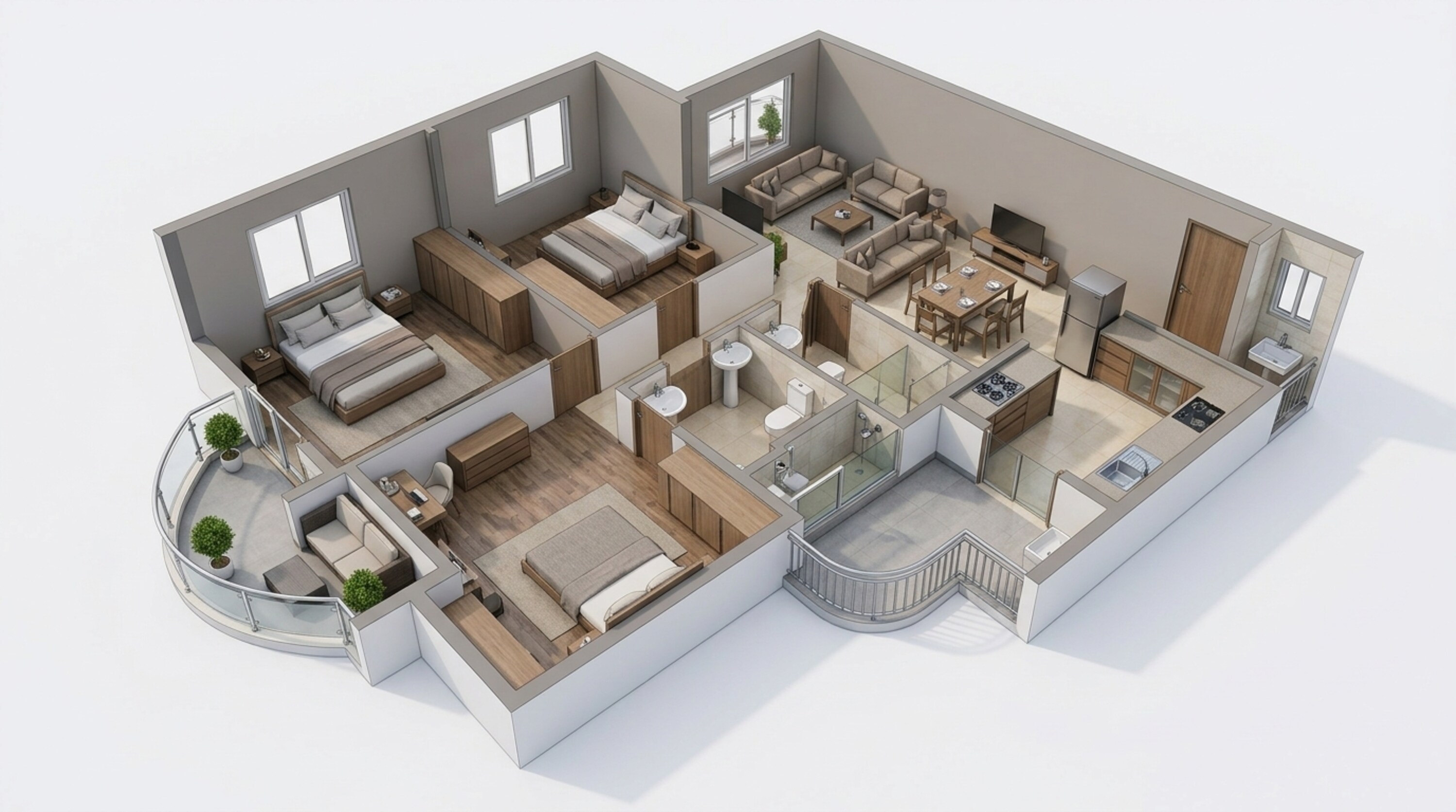 Floor plan of 3 BHK 1550 Sq. Ft. Apartment in Eldeco Whispers of Wonder, Greater Noida