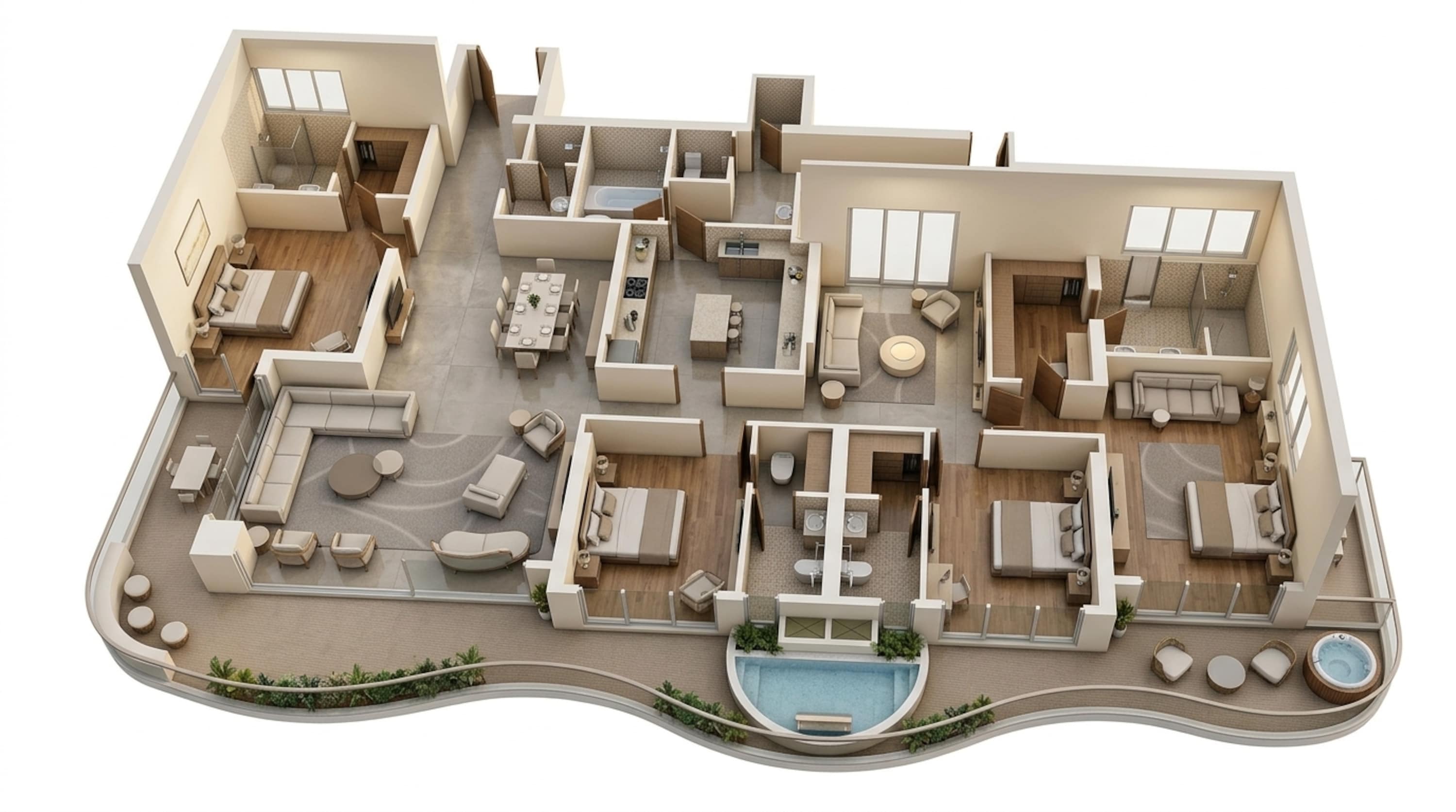 Floor plan of 4 BHK 5525 Sq. Ft. Apartment in Great Value Ekanam, Noida